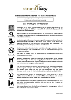 Hilfreiche Informationen f&uuml;r Ihren Aufenthalt