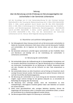 Satzung über die Benutzung und die Erhebung von