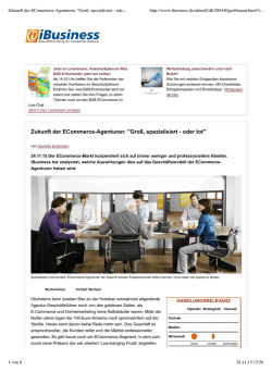 Zukunft der ECommerce-Agenturen: "Groß