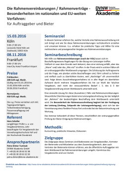 Die Rahmenvereinbarungen / Rahmenverträge