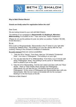 Way to Beth Shalom Munich Guests are kindly asked for registration
