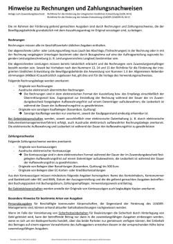 Hinweise zu Rechnungen und Zahlungsnachweisen