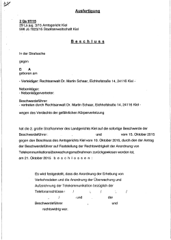 LG Kiel Beschluss von 21.10.2015