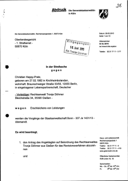 Stellungnahme der Staatsanwaltschaft zur Revision am 28.5.2015