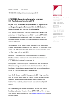 PRESSEMITTEILUNG - STRASSER Bauunternehmung GmbH