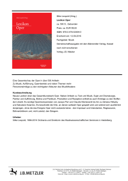 Silke Leopold (Hrsg.) Lexikon Oper ca. 500 S., Gebunden Preis: ca