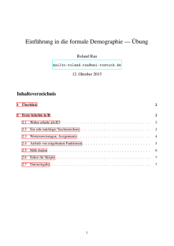 Einf&uuml;hrung in die formale Demographie &mdash; &Uuml;bung