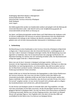 Erfahrungsbericht Studiengang: Mannheim Master in Management