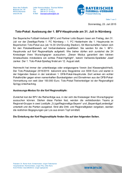 Auslosung der 1. BFV-Hauptrunde am 31. Juli in Nürnberg