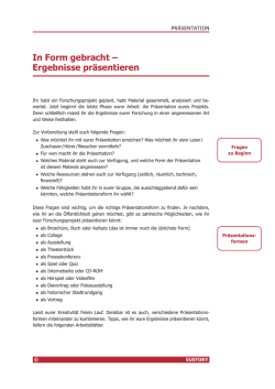 In Form gebracht &ndash; Ergebnisse pr&auml;sentieren
