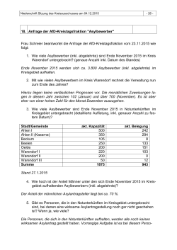 18. Anfrage der AfD-Kreistagsfraktion "Asylbewerber"