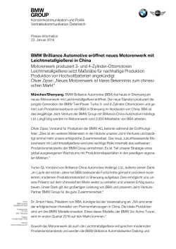 BMW Brilliance Automotive eröffnet neues Motorenwerk mit