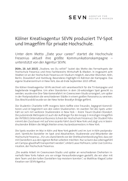 Kölner Kreativagentur SEVN produziert TV