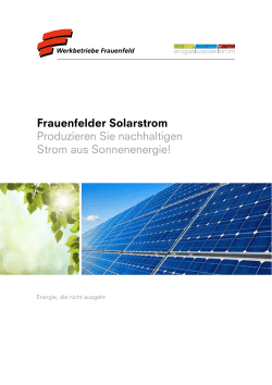 Frauenfelder Solarstrom Produzieren Sie nachhaltigen Strom aus