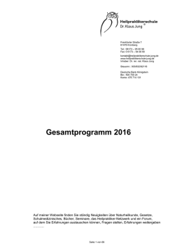 Termine 2015/2016 Klassische Homöopathie