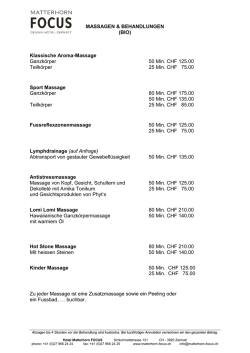 MASSAGEN & BEHANDLUNGEN (BIO) Klassische Aroma
