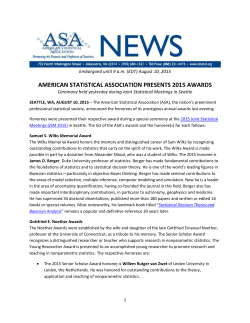 American Statistical Association Presents 2015 Awards