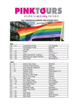 Interessante Events, Gay Events und Prides 2015