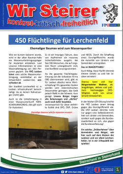 450 Flüchtlingef für Lerchenfeld