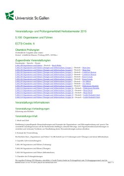 Merkblatt 5,100 Organisieren und Führen, Herbstsemester 2015