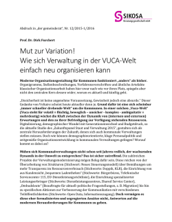 Mut zur Variation! - Studieninstitut für kommunale Verwaltung
