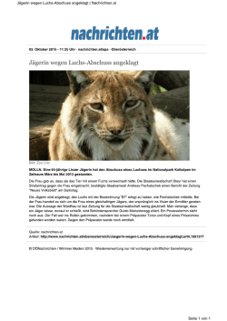 J&auml;gerin wegen Luchs-Abschuss angeklagt www.nachrichten.at, 3.10