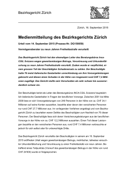 16.09.2015 - Gerichte Zürich