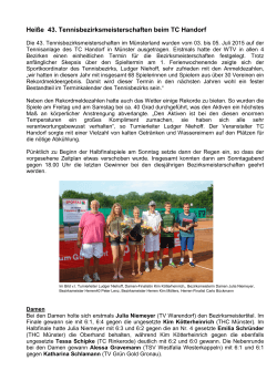 Hei&szlig;e 43. Tennisbezirksmeisterschaften beim TC Handorf