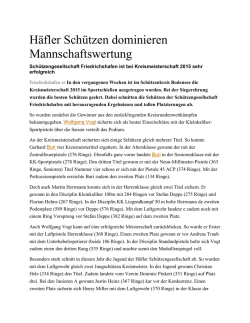 Häfler Schützen dominieren Mannschaftswertung