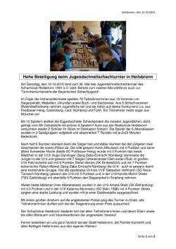 Hohe Beteiligung beim Jugendschnellschachturnier in Heilsbronn