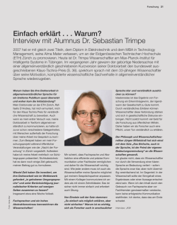 Einfach erkl&auml;rt . . . Warum? Interview mit Alumnus Dr. Sebastian