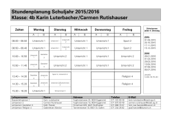 Stundenplanung Schuljahr 2015/2016 Klasse: 4b