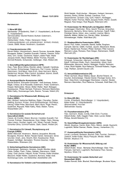 Mitgliederliste der parlamentarischen Kommissionen und