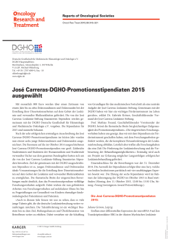 José Carreras-DGHO-Promotionsstipendiaten 2015 ausgewählt