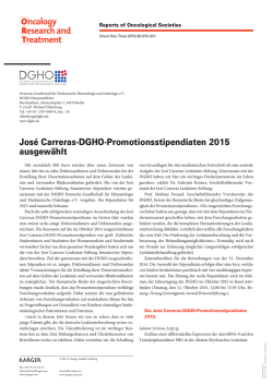 Jos&eacute; Carreras-DGHO-Promotionsstipendiaten 2015 ausgew&auml;hlt