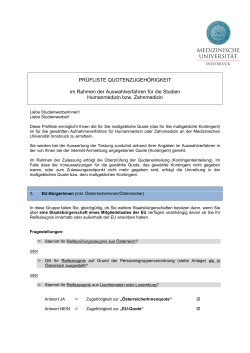 Prüfliste Kontingentregelung - Medizinische Universität Innsbruck