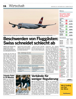 Beschwerden von Fluggästen: Swiss schneidet schlecht ab