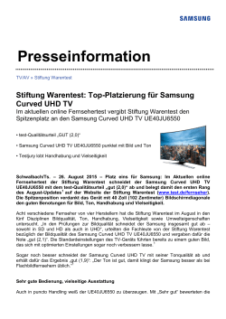 Stiftung Warentest: Top-Platzierung für Samsung Curved UHD TV