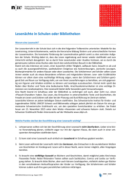 Lesen&auml;chte in Schulen oder Bibliotheken