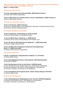 Gottesdienste zum Sonntag Judika, 13. M&auml;rz 2016 in den 13