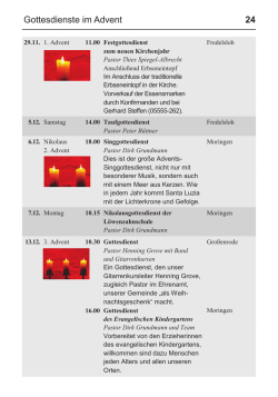 Gottesdienste bis Februar 2016