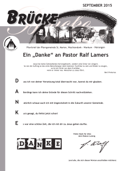 Ein „Danke“ an Pastor Ralf Lamers
