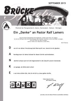 Ein &bdquo;Danke&ldquo; an Pastor Ralf Lamers