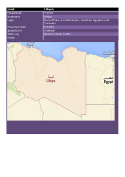 Land Libyen Hauptstadt Tripolis Kontinent Afrika Lage Nord