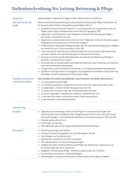 Stellenbeschreibung Stv. Leitung Betreuung & Pflege
