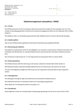 Geb&uuml;hrenreglement EKNZ - Ethikkommission Nordwest