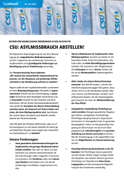 CSU: ASYLMISSBRAUCH ABSTELLEN!