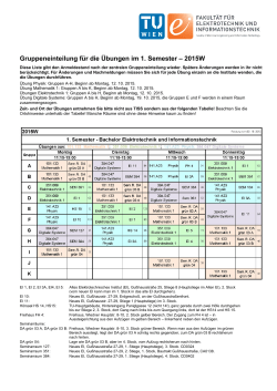 Gruppeneinteilung für die Übungen im 1. Semester – 2015W
