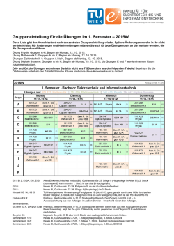 Gruppeneinteilung f&uuml;r die &Uuml;bungen im 1. Semester &ndash; 2015W