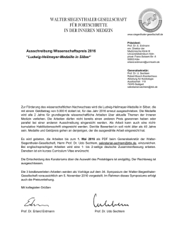 Ludwig-Heilmeyer-Medaille in Silber 2016